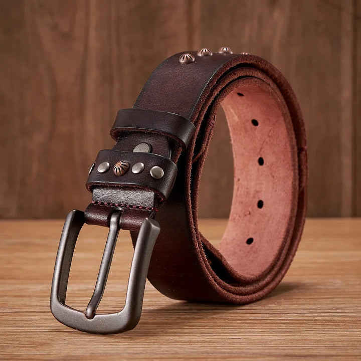 Retro Skull Punk Rivet Leather Belt