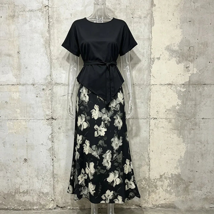Ravishing Two Pieces Printed Skirt Dress