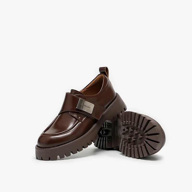 Refined Leather Women Flats Derby Shoes