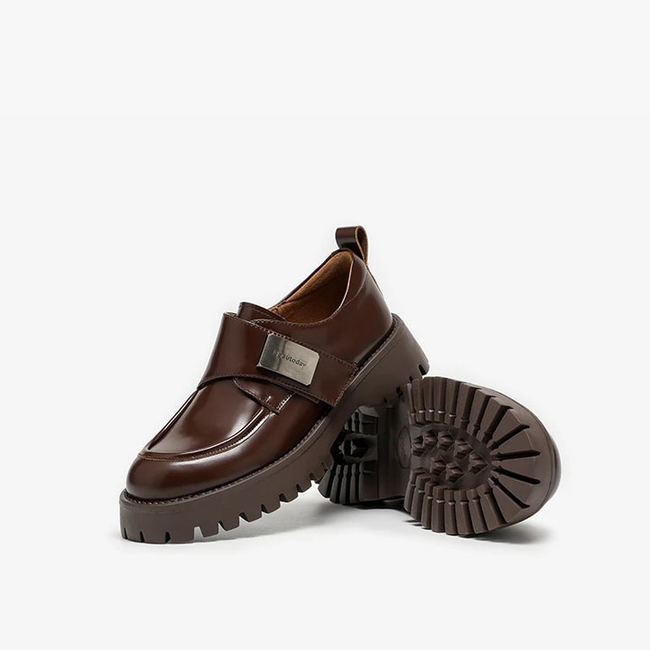 Refined Leather Women Flats Derby Shoes