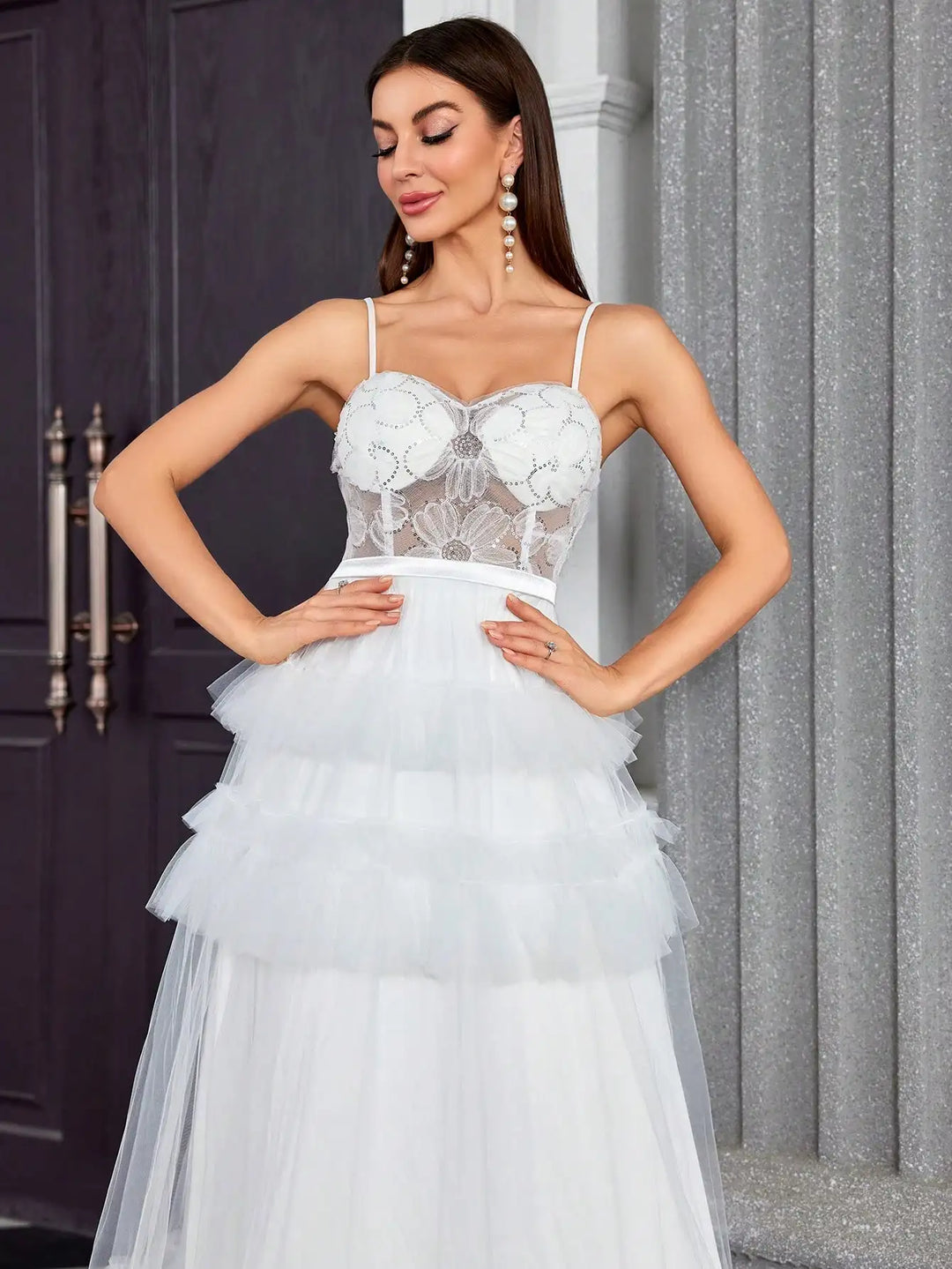 High-Quality Three-dimensional Embroidered Dress