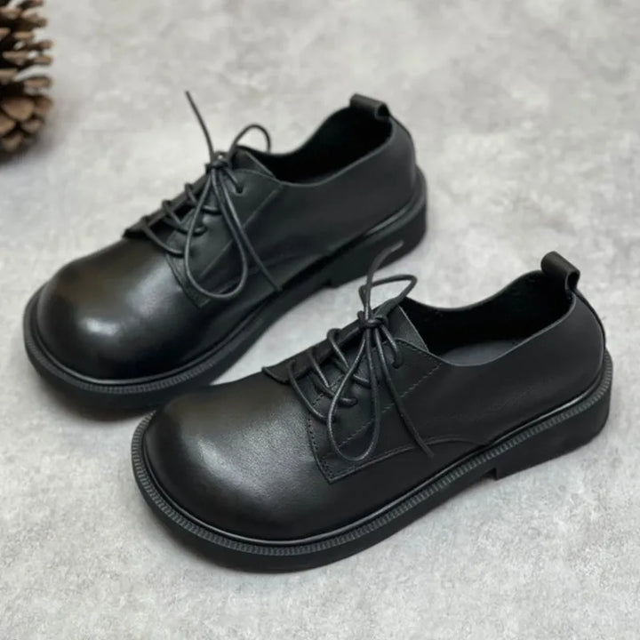 Smart Retro Leather Lace-Up Casual Pumps