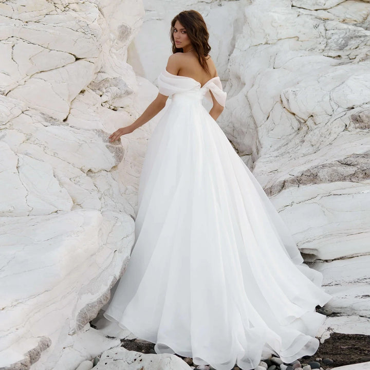 Simple Strapless A-Line Organza Bridal Gown