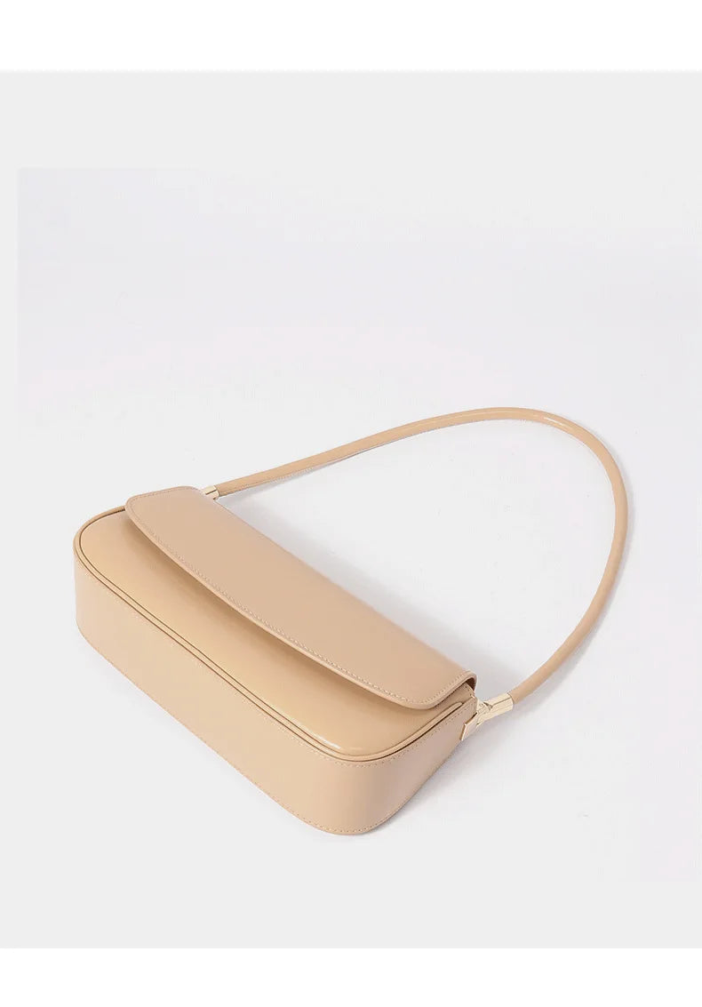 Sleek Leather Hobo Baguette Bag