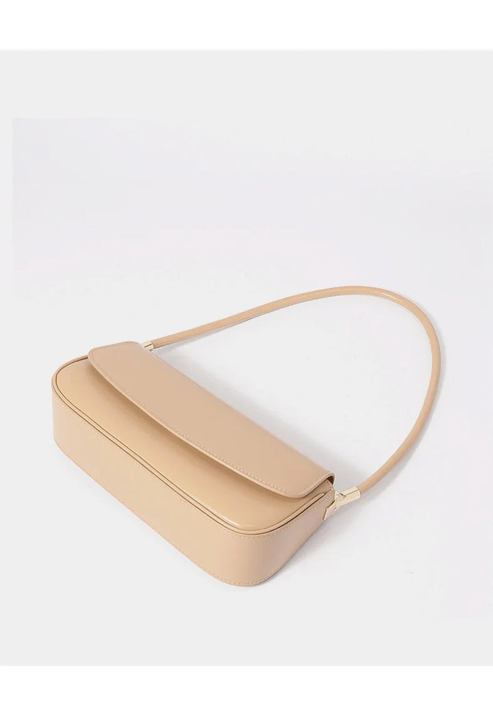 Sleek Leather Hobo Baguette Bag