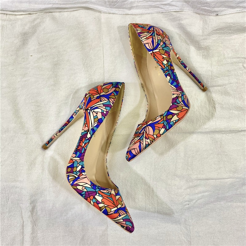 Graphic Pointy Toe Women High Heel Stiletto Pumps| All For Me Today