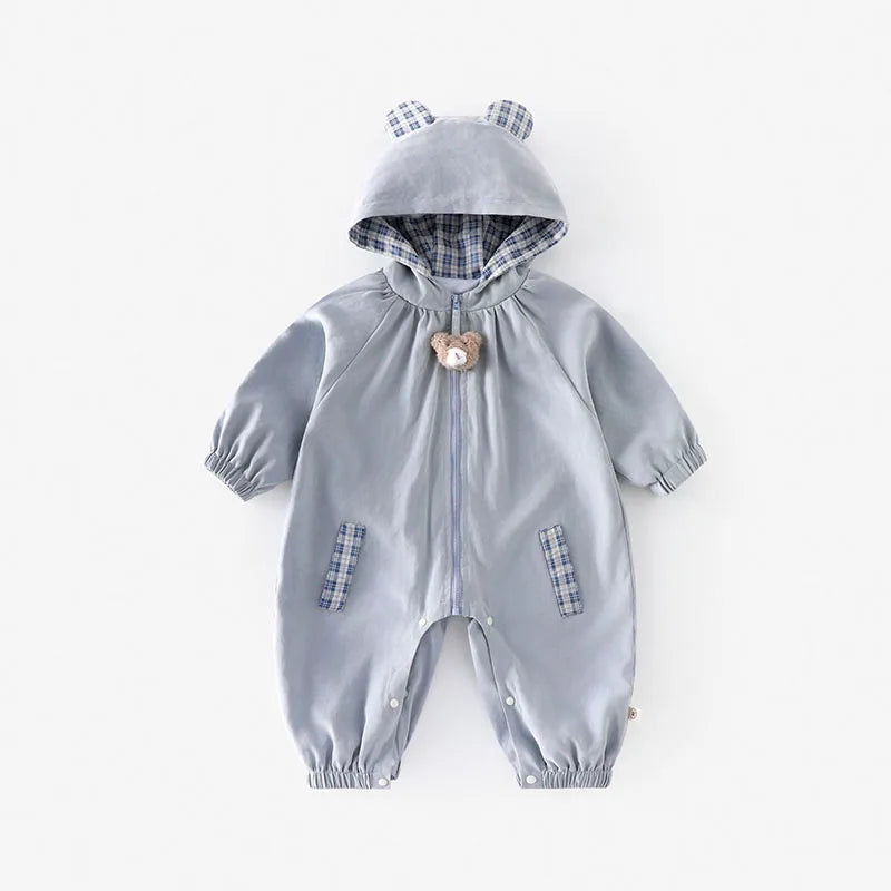 Charming Printed Baby Girls Hooded Romper