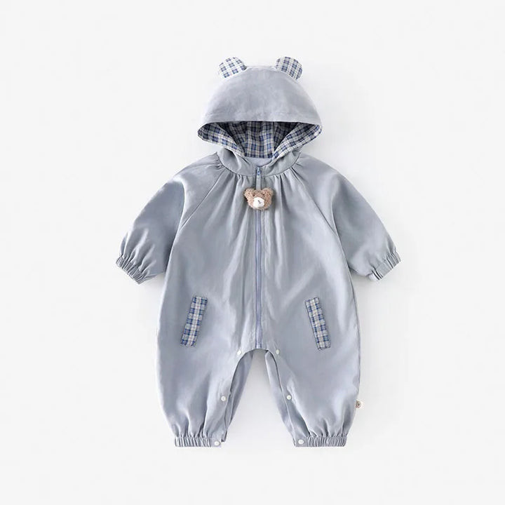 Charming Printed Baby Girls Hooded Romper