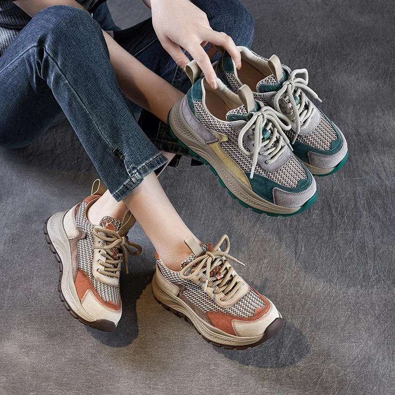 Smart Thick Sole Leather Sneakers