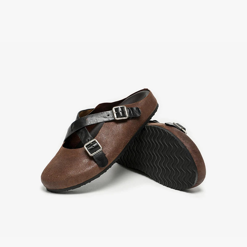 Refined Cross-Tied Outdoor Slippers