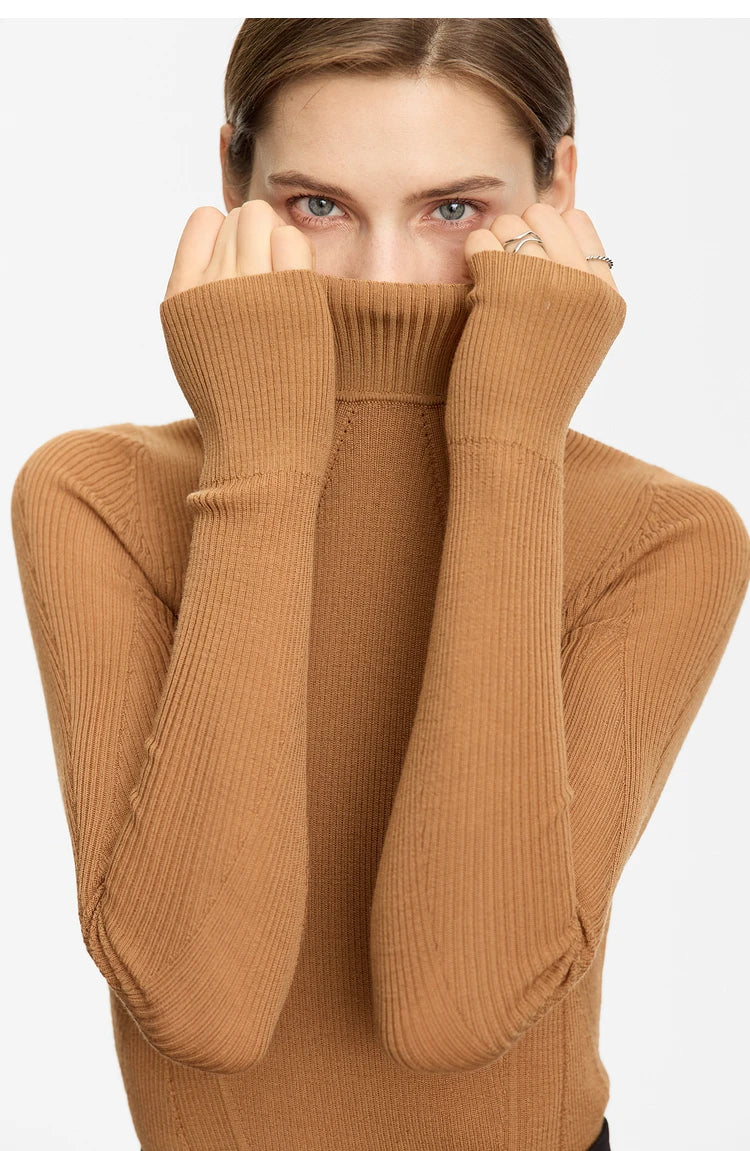 Spliced Turtleneck Women's Sweaters