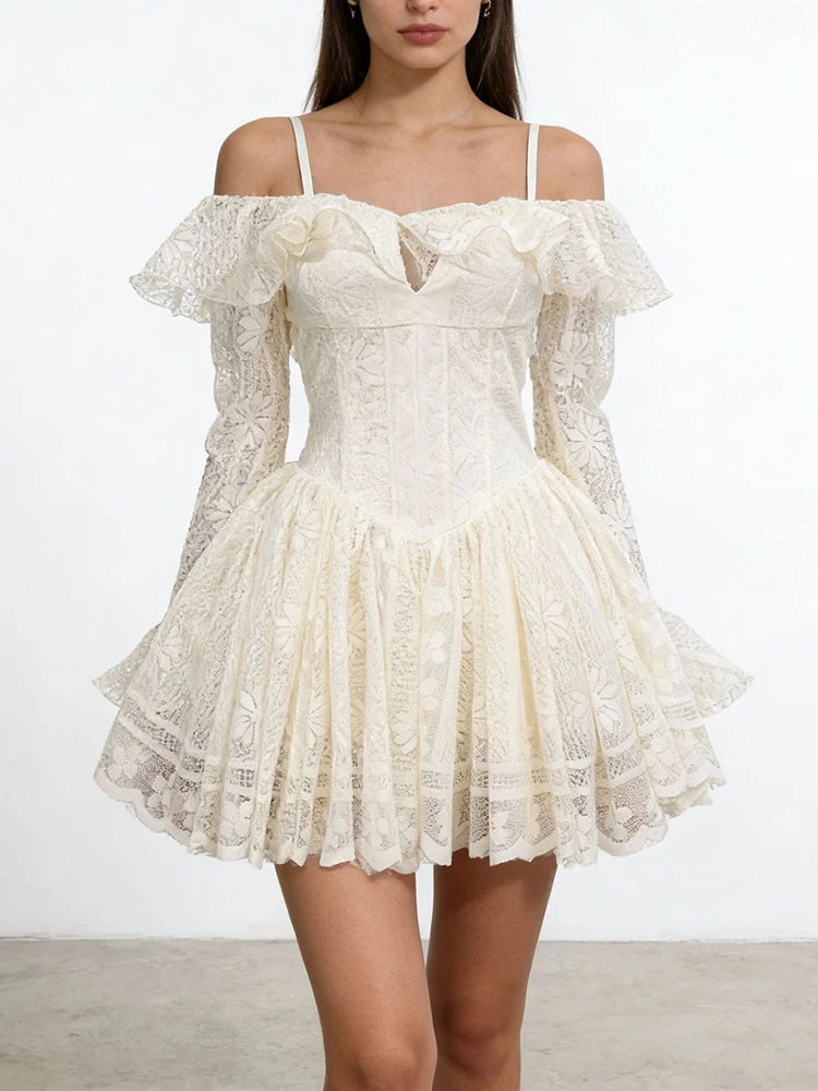 Sweet Off Shoulder Ruffle Mini Dress