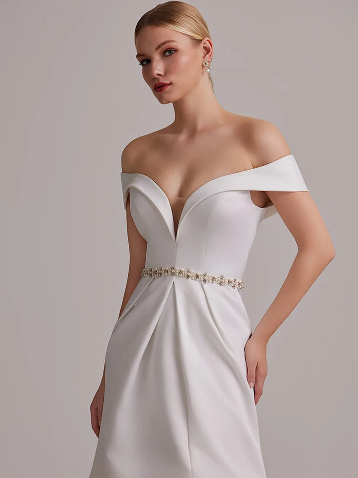 Luxurious Deep V-neck Women's Wedding Dress