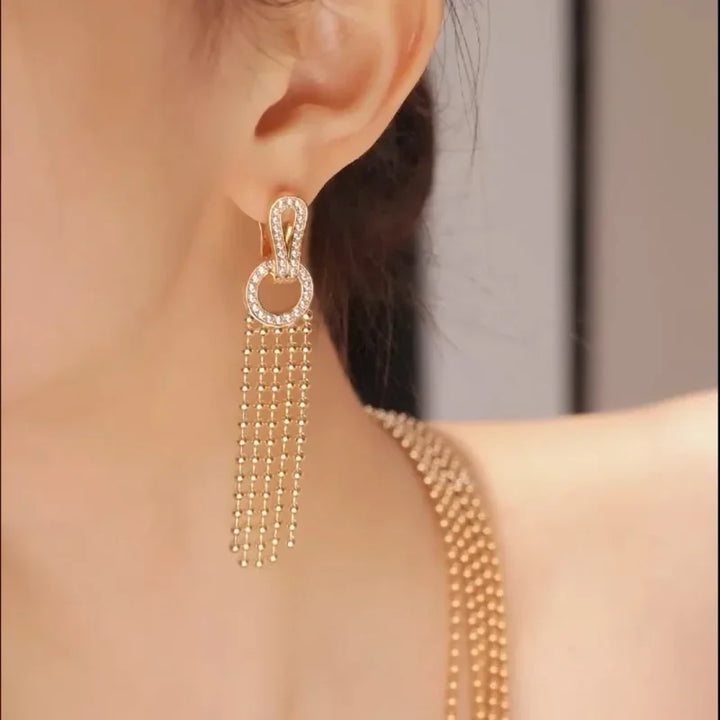 Glamorous Tassel Drop Zircon Earrings