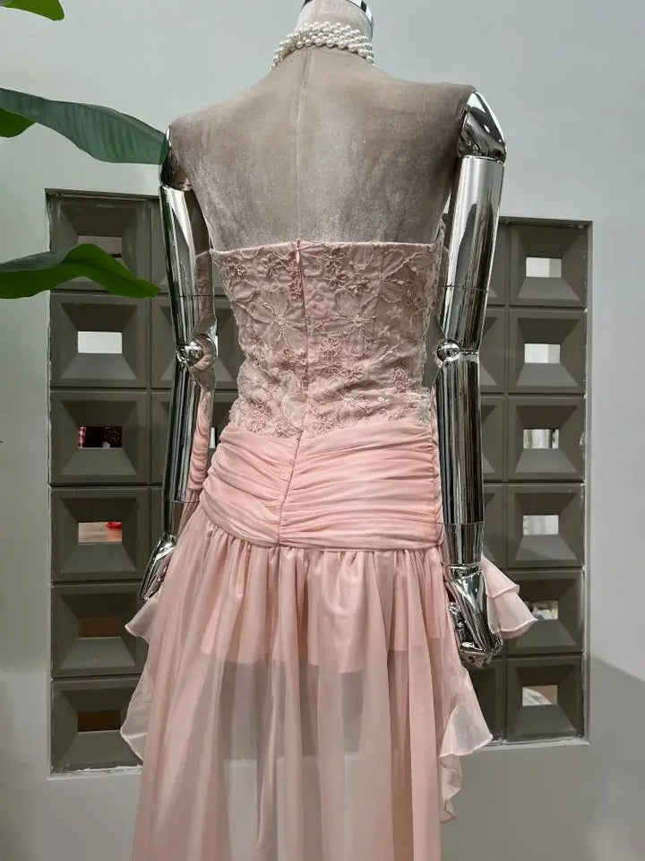 High Quality Strapless Pleated Long Dress