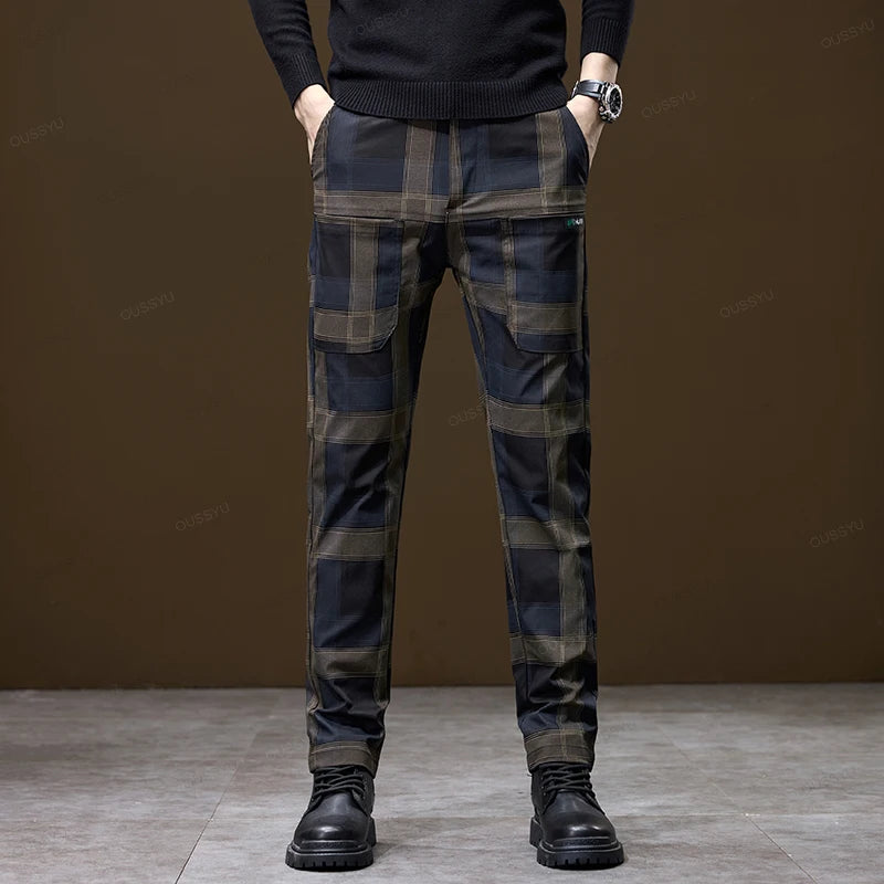 Luxury Plaid Check Slim Fit Pants