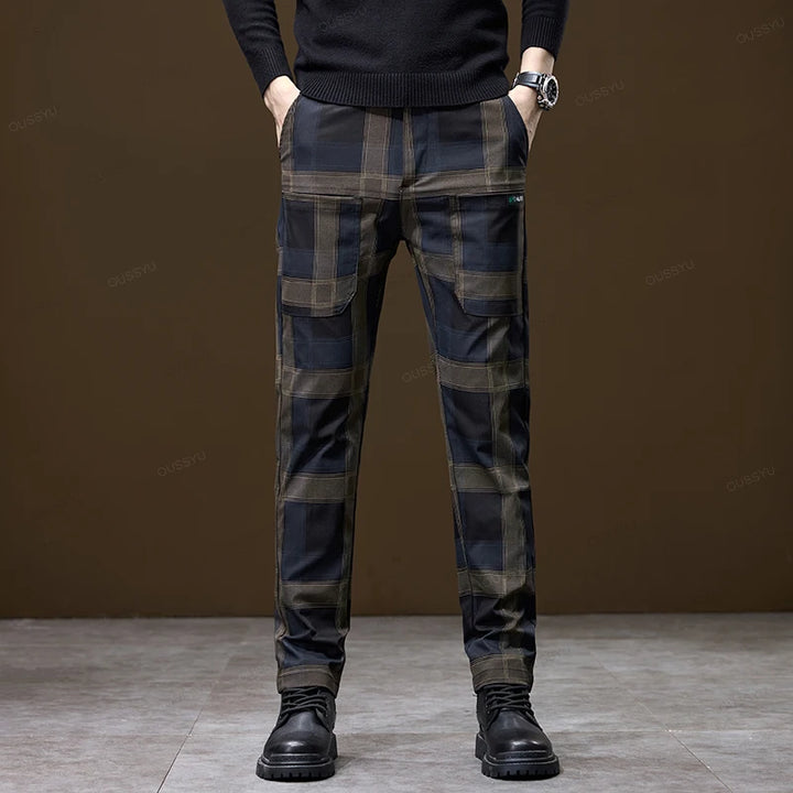 Luxury Plaid Check Slim Fit Pants