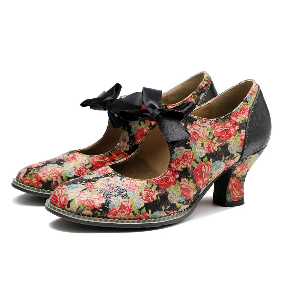 Classic Floral Bow Lace Pumps