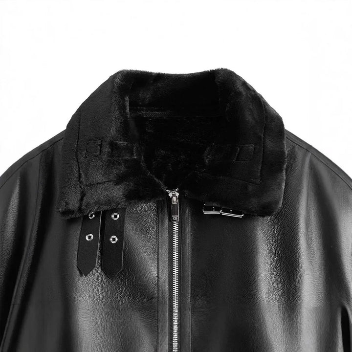 Retro Lamb Fur Women's Motorcycle Jacket