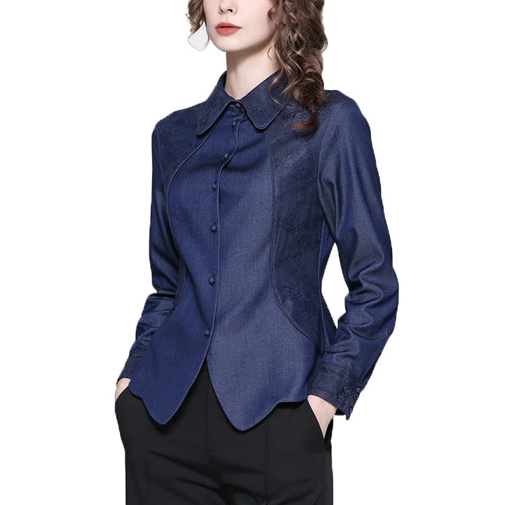 Long Sleeve Blue Denim Shirt