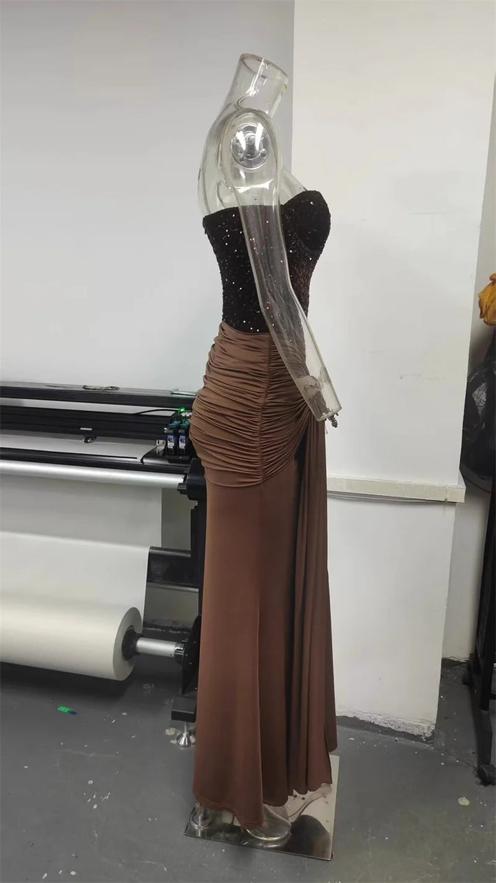 Stunning Sparkling Off-Shoulder Maxi Dress