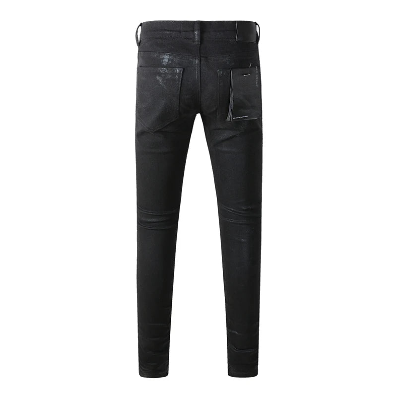 Sleek Ripped Coated Skinny Jeans Pants