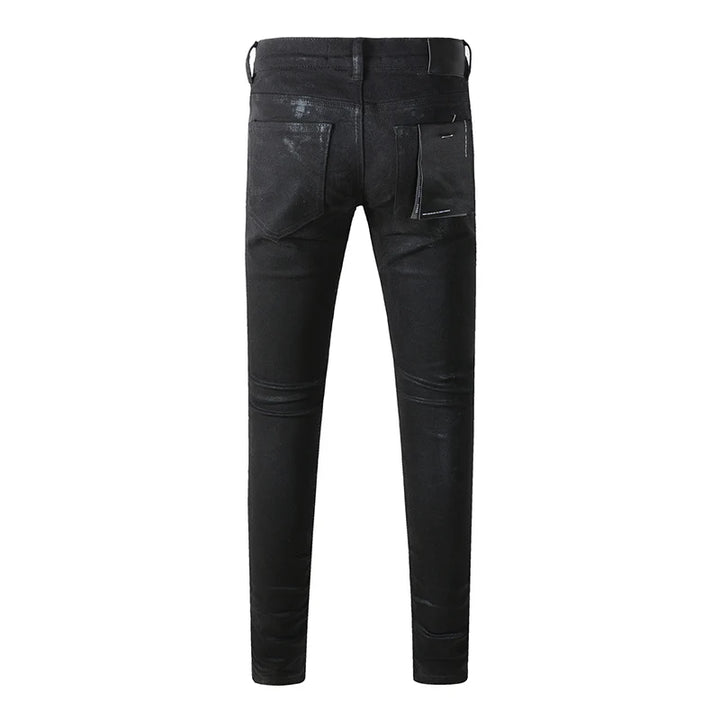 Sleek Ripped Coated Skinny Jeans Pants