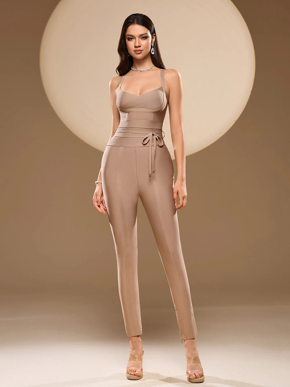 Smarty V-neck Bandage Jumpsuit