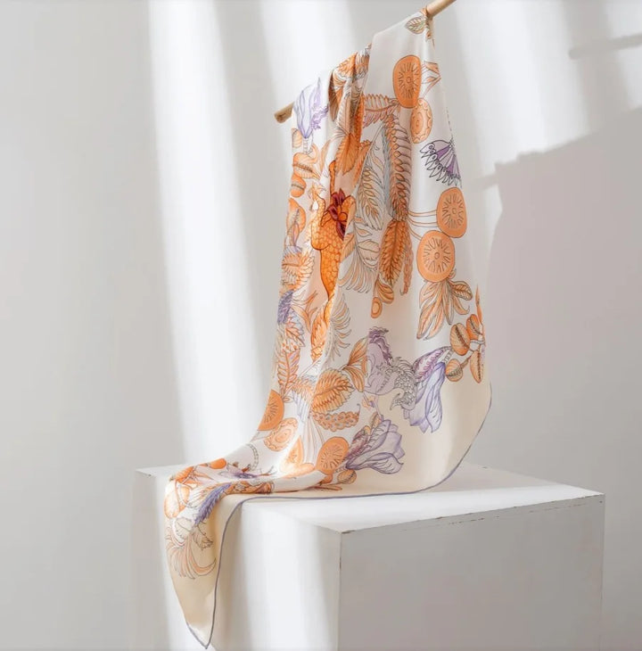 Chinese Style Mulberry Silk Square Scarf