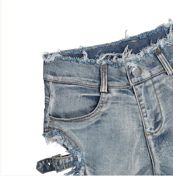 Fashionable Hollow Out Mini Denim Shorts