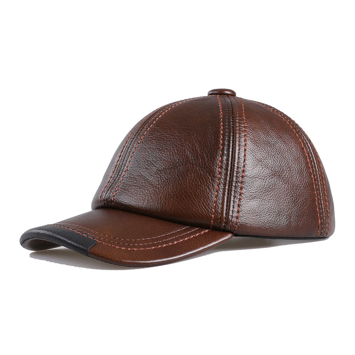 Real Cowhide Leather Men's Baseball Cap