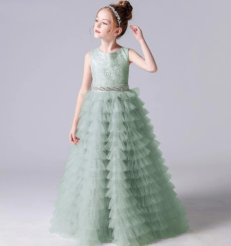 Flower Tulle Ruffles Princess Party Dress