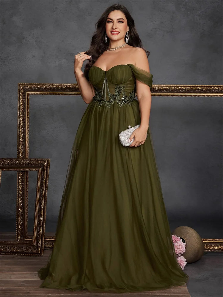Luxury Slit Plus Size Evening Gown