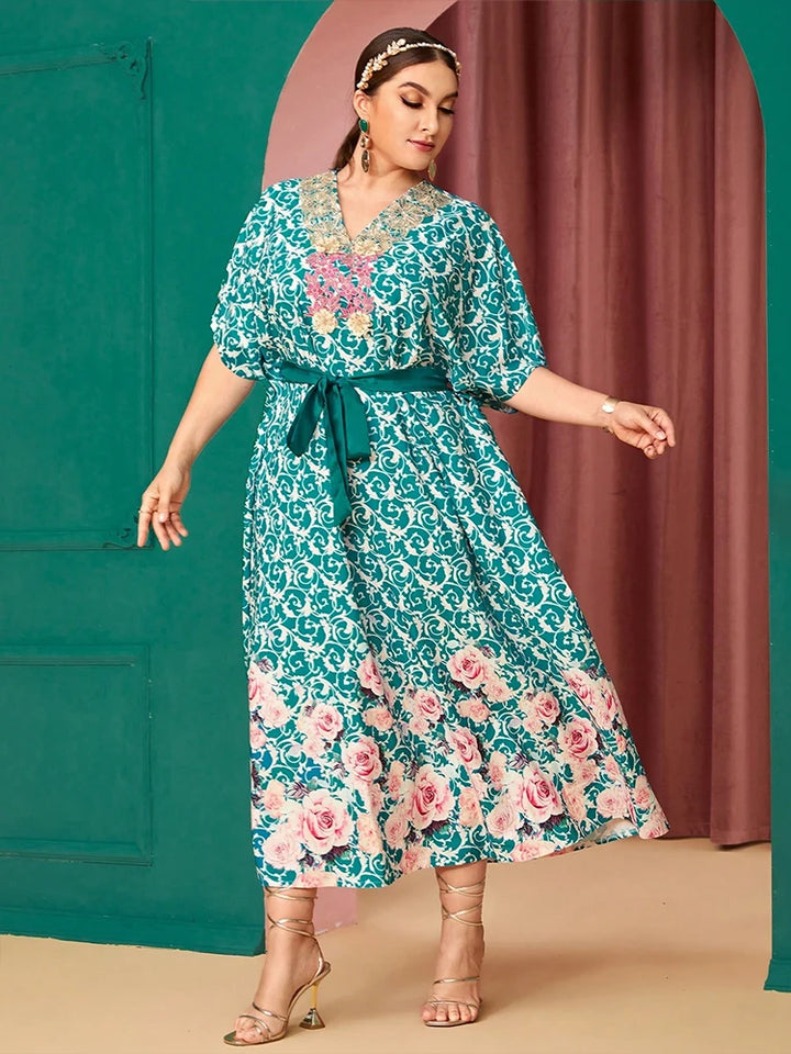 Modest Printed Formal Maxi Dress
