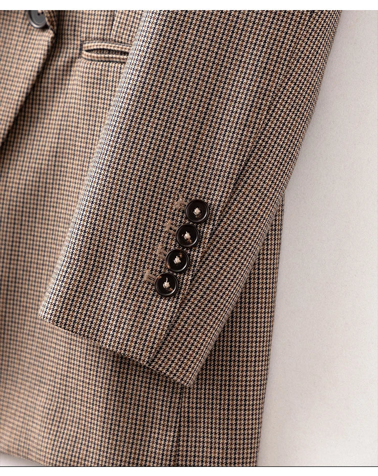 Houndstooth Wool Formal Blazer