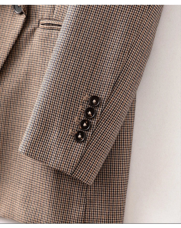 Houndstooth Wool Formal Blazer