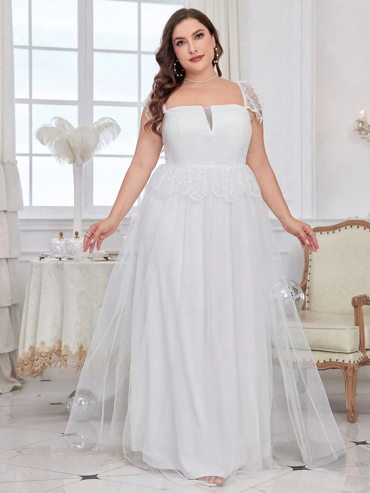 Refined Mesh Patchwork Bridal Dress