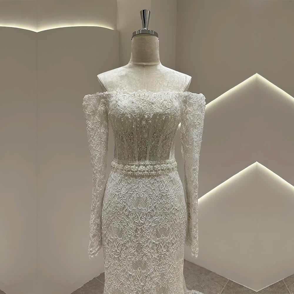 Wonderful Off Shoulder Wedding Gown