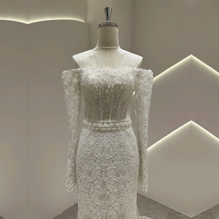 Wonderful Off Shoulder Wedding Gown