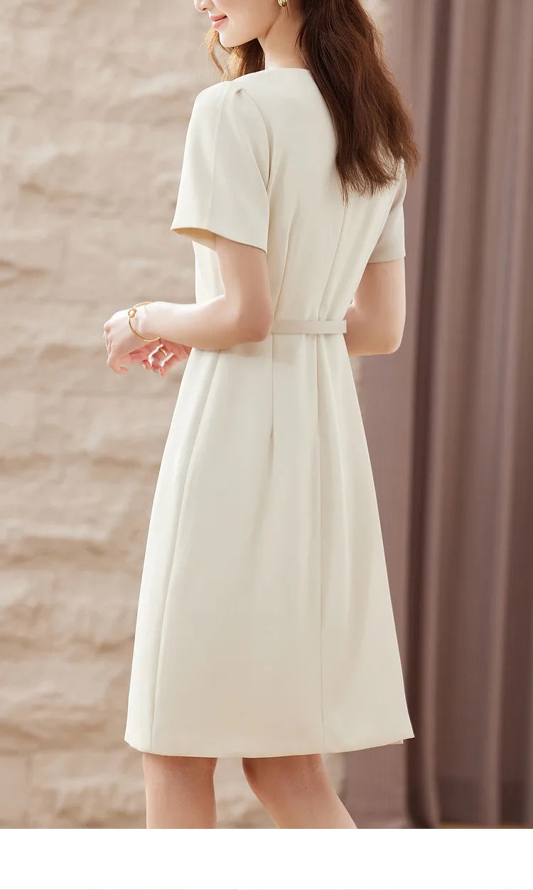 Drop Sleeve A-line Midi Fitted Dress