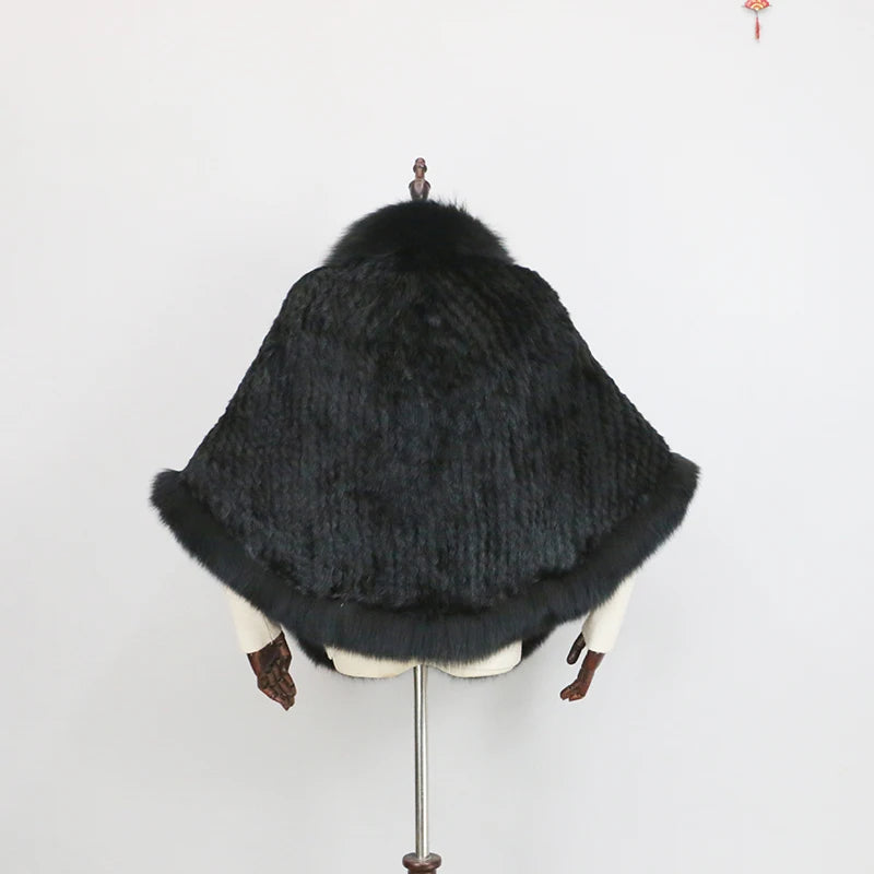 Stylish Knitted Warm Fur Cape