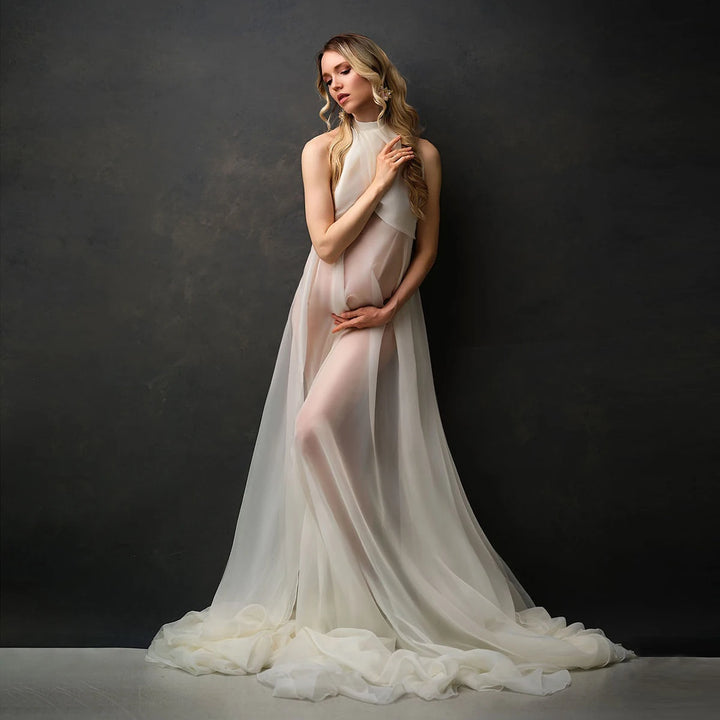 Graceful See Through Maternity Gown
