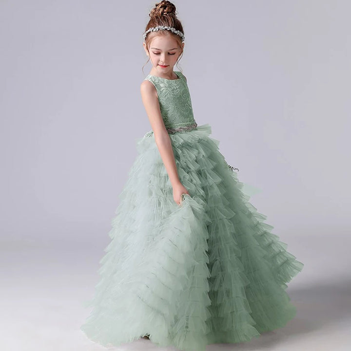 Flower Tulle Ruffles Princess Party Dress