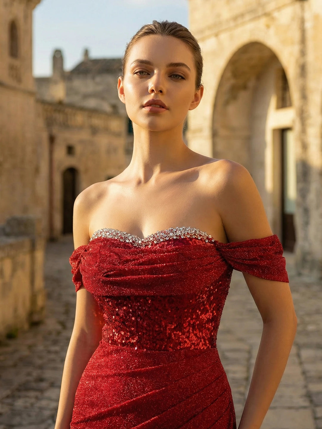 Sweet Beaded Sequins Evening Party Gown