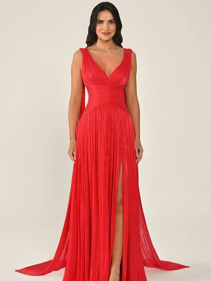 Lovely High Slit Lace-Up Prom Gown