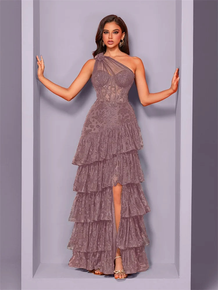 Charming Skew-shouldered Cocktail Gown