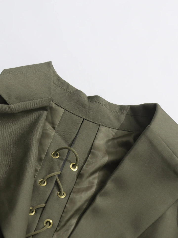 Spliced Lace-Up Women's Two-Piece Suit