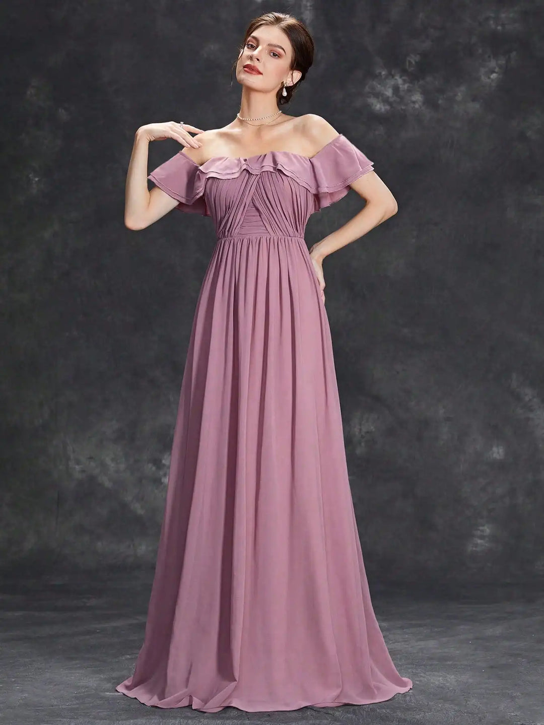 Glamorous Flounce Collar Evening Gown