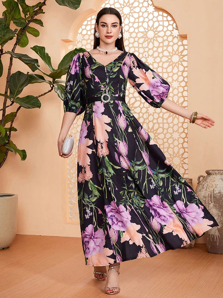 Graceful Boho Printed Long Evening Dress
