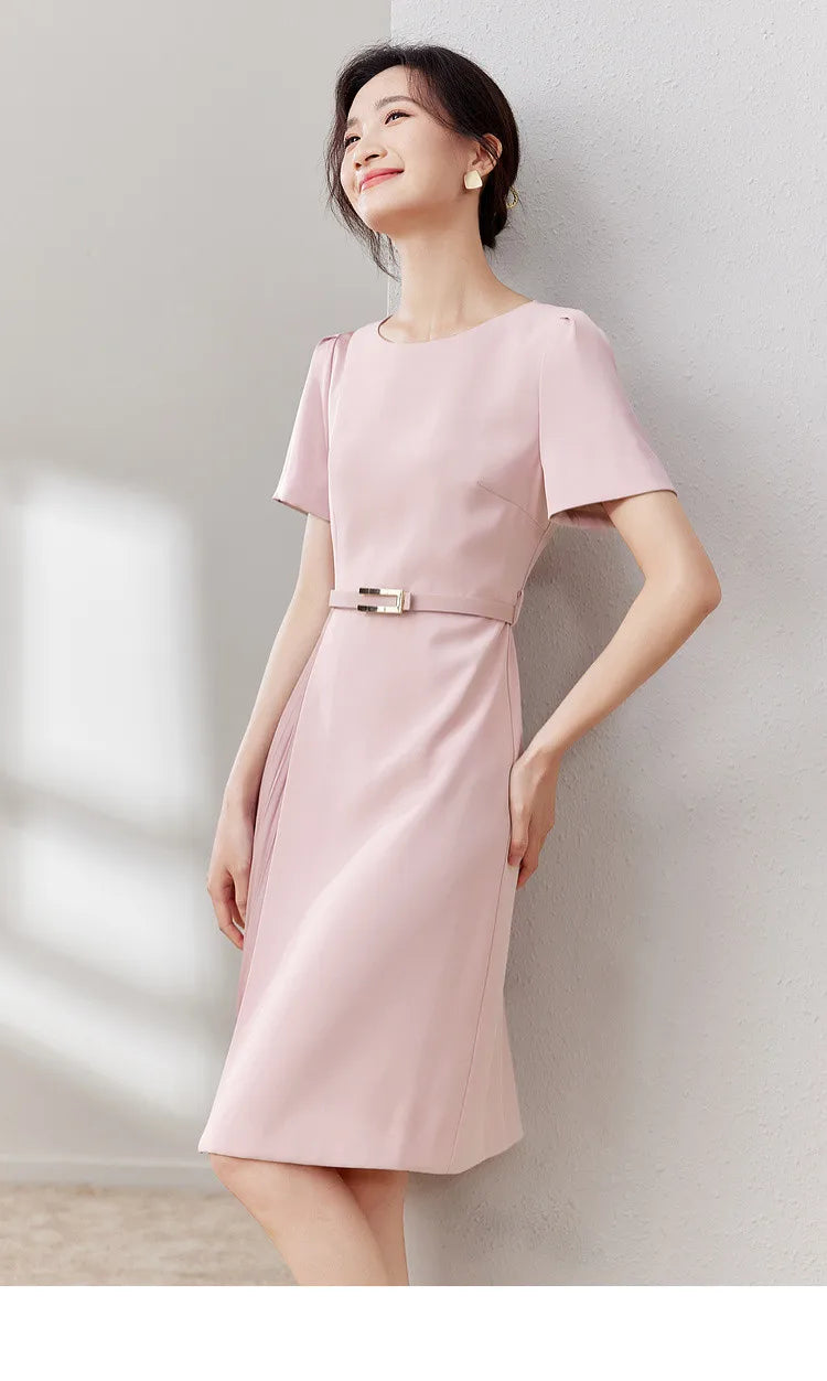 Drop Sleeve A-line Midi Fitted Dress